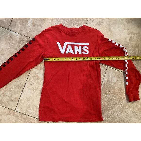 Vans Classic Fit Long Sleeve Mens/Teens Red Shirt Skateboard-Sz Small - Picture 2 of 2